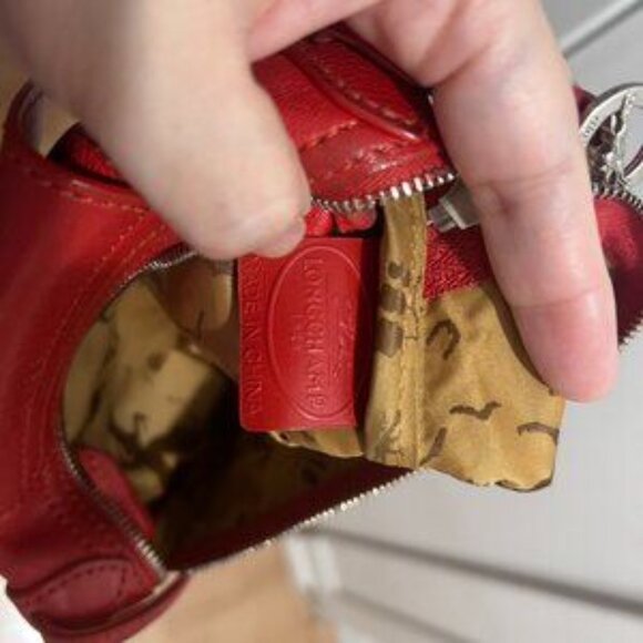 LONGCHAMP RED LEATHER LE PLIAGE CUIR CROSSBODY BAG - Picture 3 of 7